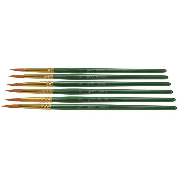Sax Optimum Golden Synthetic Taklon Paint Brushes, Round, Size 6, Pack of 6 PK 1567609